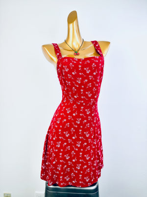 Vintage floral cottagecore milkmaid dress floral print prairie peasant sundress