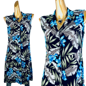 Vintage 90s grunge dress tropical floral print mini sundress