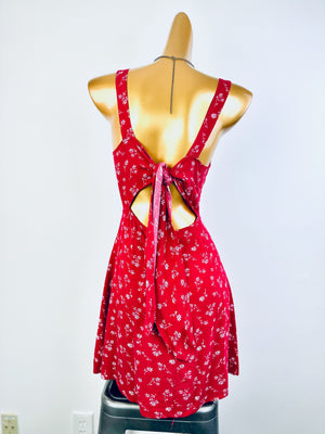 Vintage floral cottagecore milkmaid dress floral print prairie peasant sundress