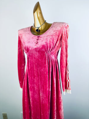 Vintage 70s velvet renaissance evening dress gown