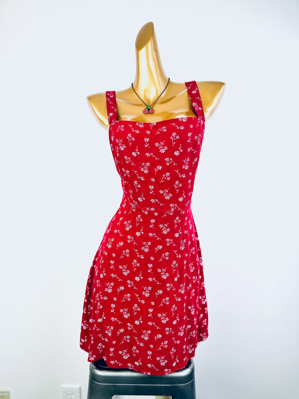 Vintage floral cottagecore milkmaid dress floral print prairie peasant sundress