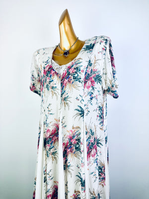 Vintage 90s grunge dress cottagecore floral print prairie maxi sundress