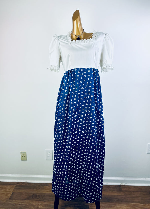 Vintage 60s retro sundress nautical sailor maxi party dress