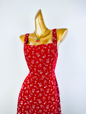 Vintage floral cottagecore milkmaid dress floral print prairie peasant sundress