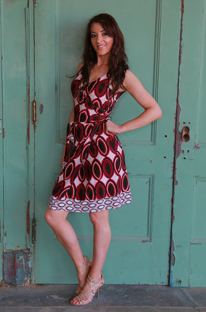 Island border print wrap dress