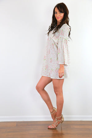 Authentic vintage white boho dress angel sleeve hippie dress