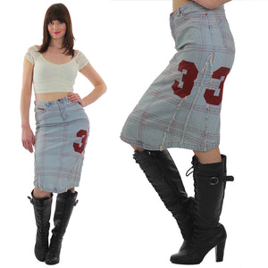 Vintage 90s Grunge Cotton denim patchwork skirt - shabbybabe
 - 5