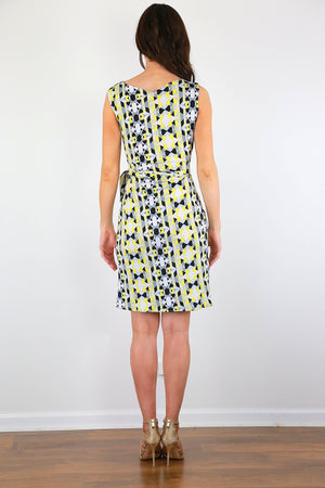 Sleeveless abstract wrap dress