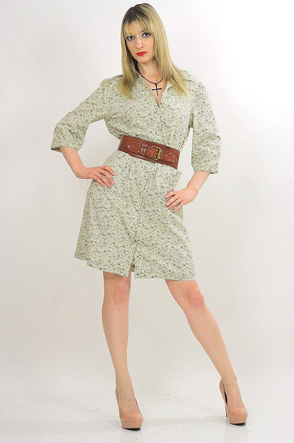Vintage 70s boho hippie floral mini shirt dress - shabbybabe
 - 1