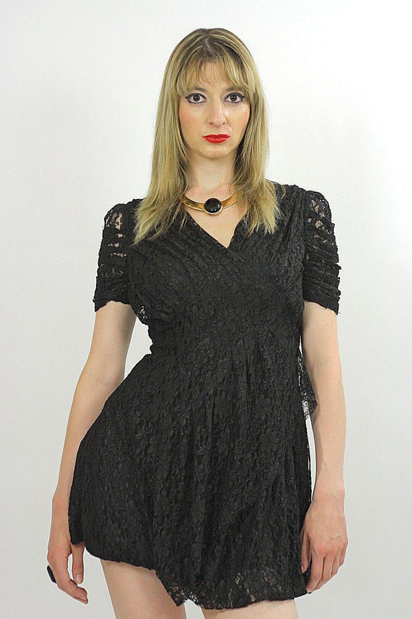 Vintage 90s grunge boho sheer lace party mini dress - shabbybabe
 - 1