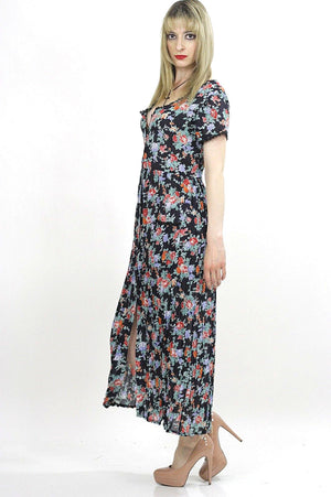 70s mini floral sheer Boho prairie maxi dress - shabbybabe
 - 3