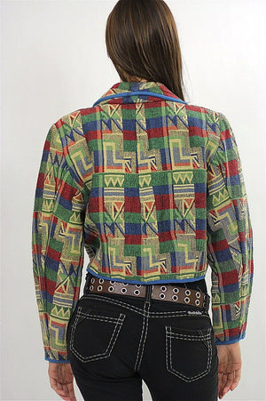 Vintage 80s Southwestern Boho Short Cropped jacket - shabbybabe
 - 3