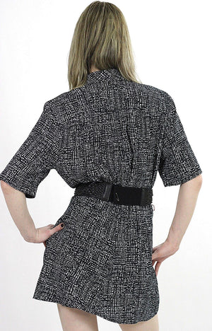 Vintage 80s Boho geometric wrap V neck mini dress - shabbybabe
 - 5