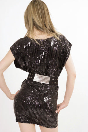 Black sequin beaded spandex party mini dress - shabbybabe
 - 6