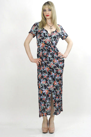 70s mini floral sheer Boho prairie maxi dress - shabbybabe
 - 2