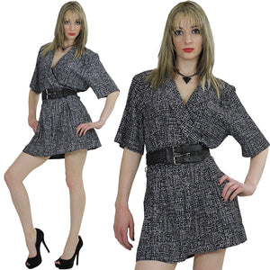 Vintage 80s Boho geometric wrap V neck mini dress - shabbybabe
 - 6