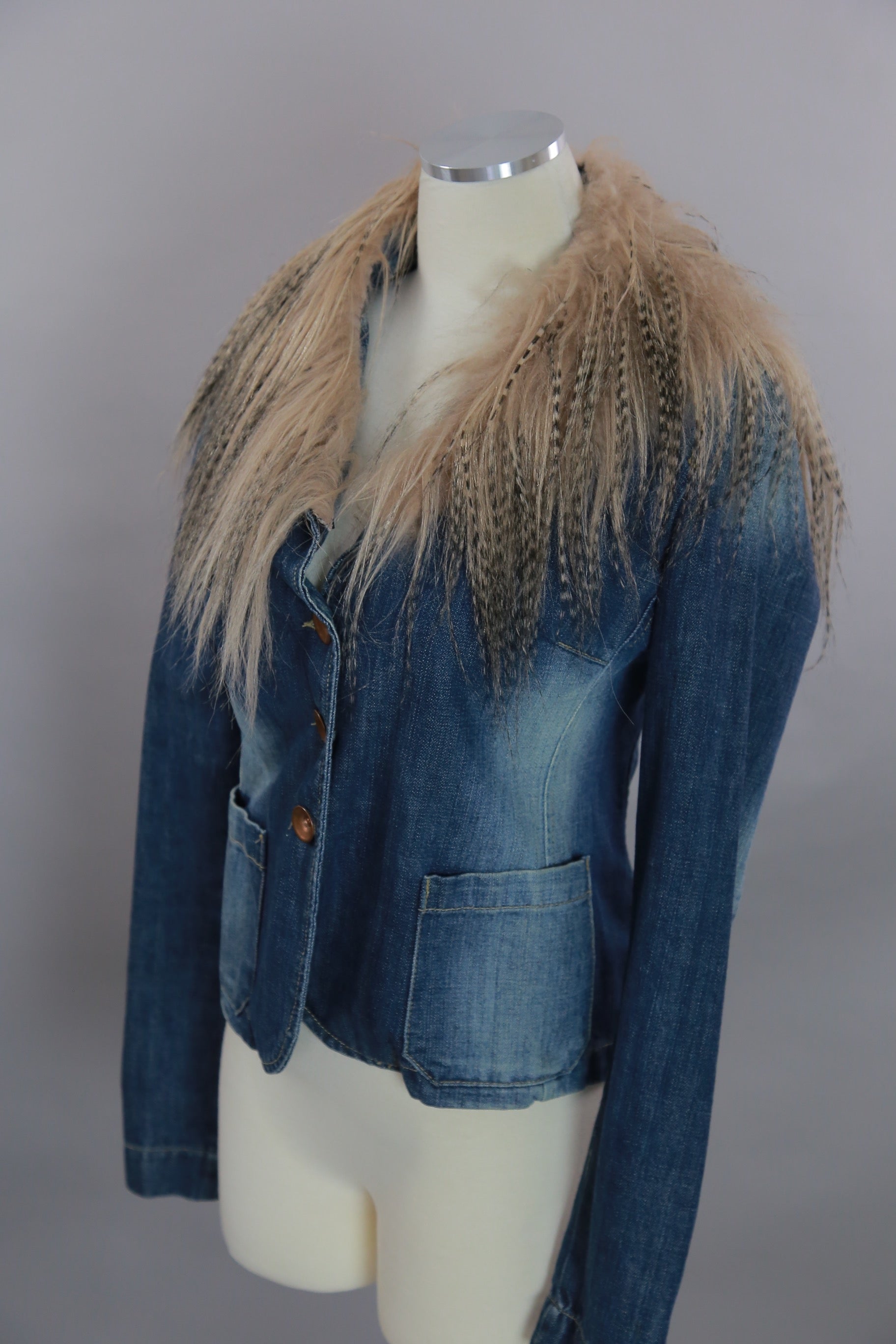 Women's Fur Collar Denim Jacket - IllionaireSociety