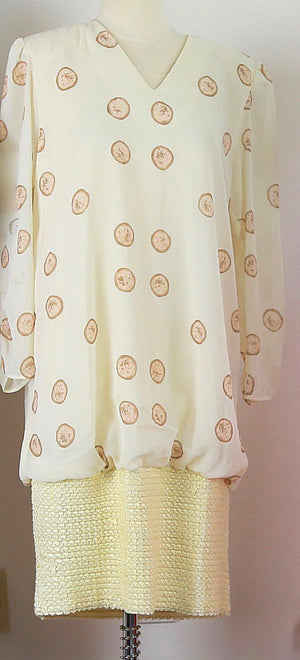 Vintage 80s bubble dress 1980s oversized ivory abstract party dress