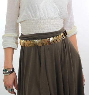 Vintage 70s Gold metallic coin medallion belt - shabbybabe
 - 1