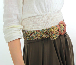 Vintage 70s Boho Metallic Tapestry braided belt - shabbybabe
 - 1