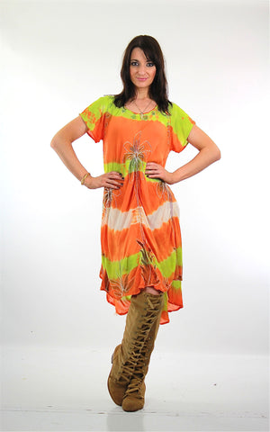70s Boho hippie tie dye tribal print shift tent dress - shabbybabe
 - 2