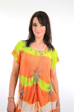 70s Boho hippie tie dye tribal print shift tent dress - shabbybabe
 - 5