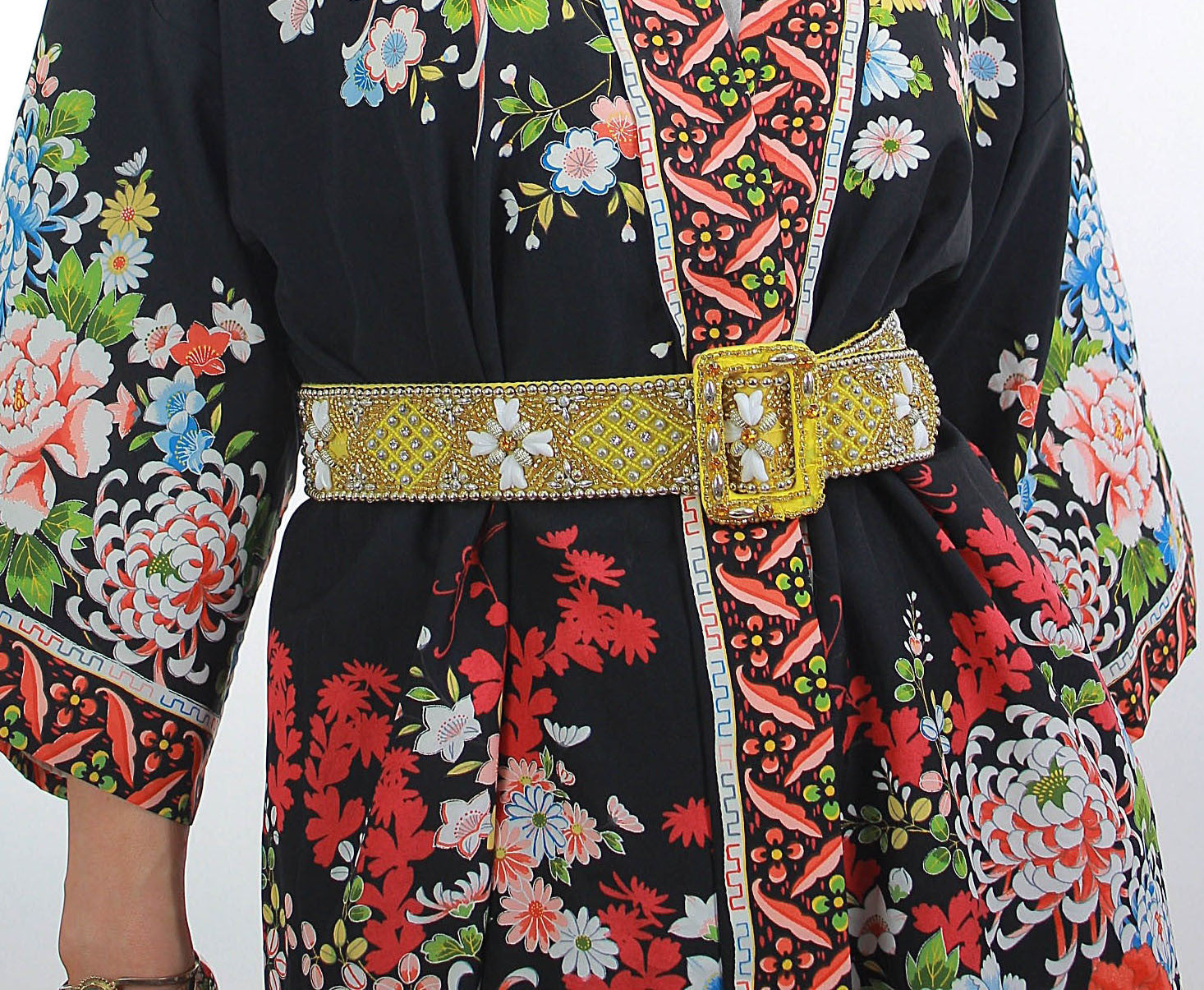 Vintage 60s heavily beaded fabric dress belt - shabbybabe