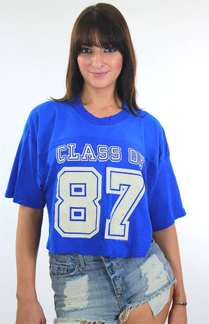 Vintage 80s Class of 87 Jersey Tshirt Tee Beach tee - shabbybabe
 - 1