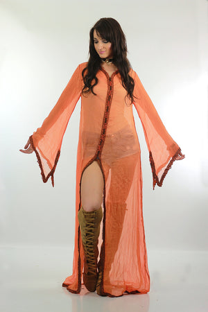 70s sheer silk caftan robe Boho Hippie angel sleeve - shabbybabe
 - 3