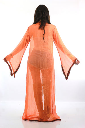 70s sheer silk caftan robe Boho Hippie angel sleeve - shabbybabe
 - 6
