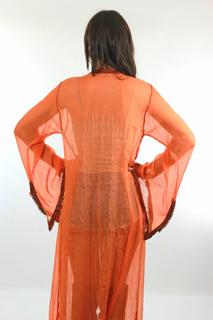 70s sheer silk caftan robe Boho Hippie angel sleeve - shabbybabe
 - 8