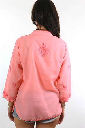 70s Boho hand embroidered sequin peasant tunic top - shabbybabe
 - 3