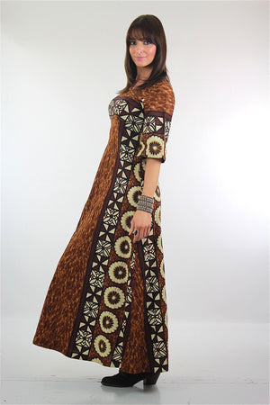 70s Hippie Bohemian Hawaiian tribal floral caftan dress - shabbybabe
 - 3
