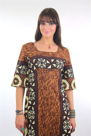 70s Hippie Bohemian Hawaiian tribal floral caftan dress - shabbybabe
 - 2