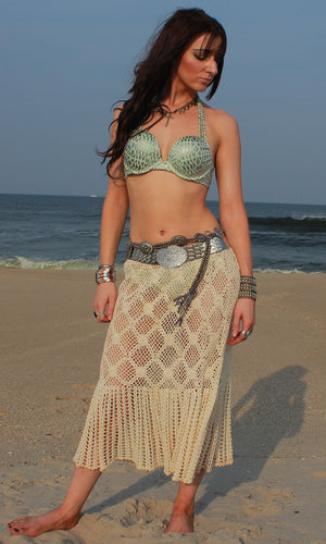 Vintage 70s Boho Gypsy Cotton crochet maxi skirt - shabbybabe
 - 1