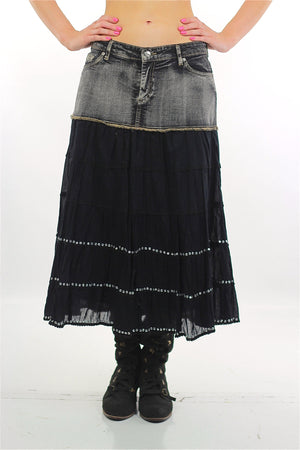 Vintage 90s Denim Skirt Acid wash Grunge maxi skirt - shabbybabe
 - 4