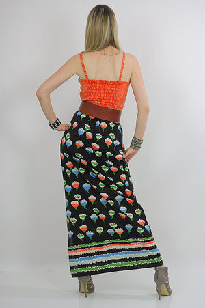 Vintage 60s Boho Hippie Floral Print Maxi Skirt - shabbybabe
 - 2