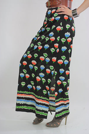 Vintage 60s Boho Hippie Floral Print Maxi Skirt - shabbybabe
 - 4