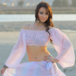 Off the Shoulder Floating Angel sleeve crop top - shabbybabe
 - 1
