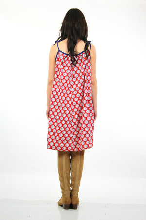70s Boho Hippie red white blue ruffle tent dress caftan - shabbybabe
 - 4