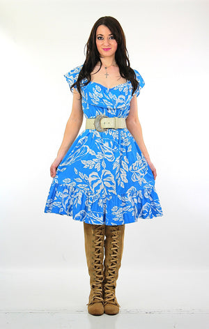 Vintage 70s blue tropical floral dress  sundress - shabbybabe
 - 2