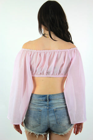 Off the Shoulder Floating Angel sleeve crop top - shabbybabe
 - 5