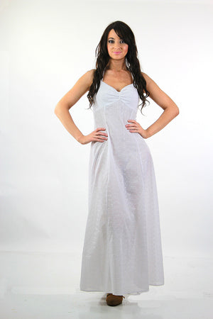 Boho bridal white eyelet lace halter maxi dress - shabbybabe
 - 5