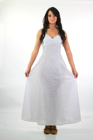 Boho bridal white eyelet lace halter maxi dress - shabbybabe
 - 3