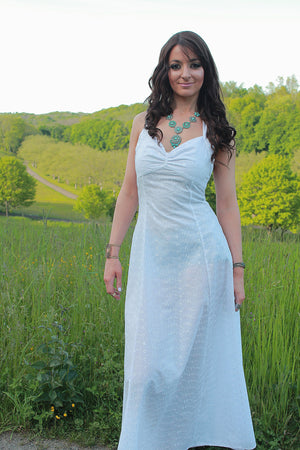 Boho bridal white eyelet lace halter maxi dress - shabbybabe
 - 1