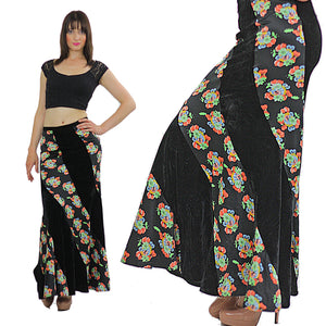 Vintage 1990s Grunge Boho Patchwork velvet maxi skirt - shabbybabe
 - 5