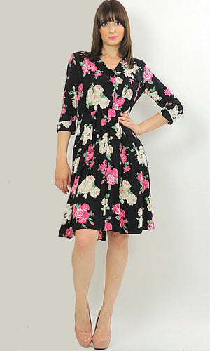 Vintage 80s Hippie Boho Floral Secretary party mini dress - shabbybabe
 - 1