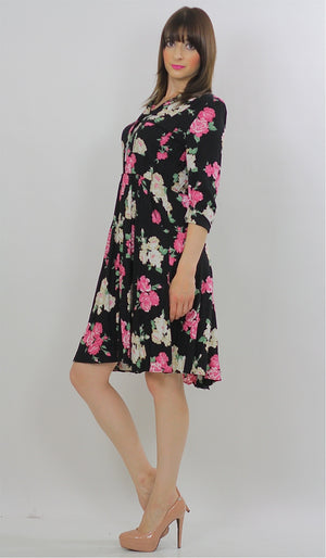 Vintage 80s Hippie Boho Floral Secretary party mini dress - shabbybabe
 - 2
