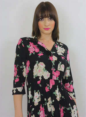 Vintage 80s Hippie Boho Floral Secretary party mini dress - shabbybabe
 - 4