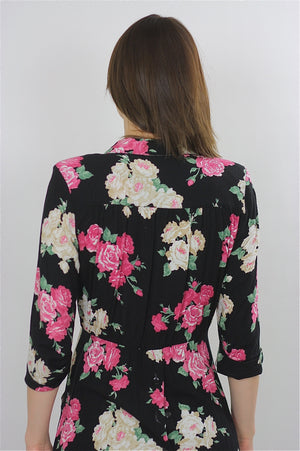 Vintage 80s Hippie Boho Floral Secretary party mini dress - shabbybabe
 - 5